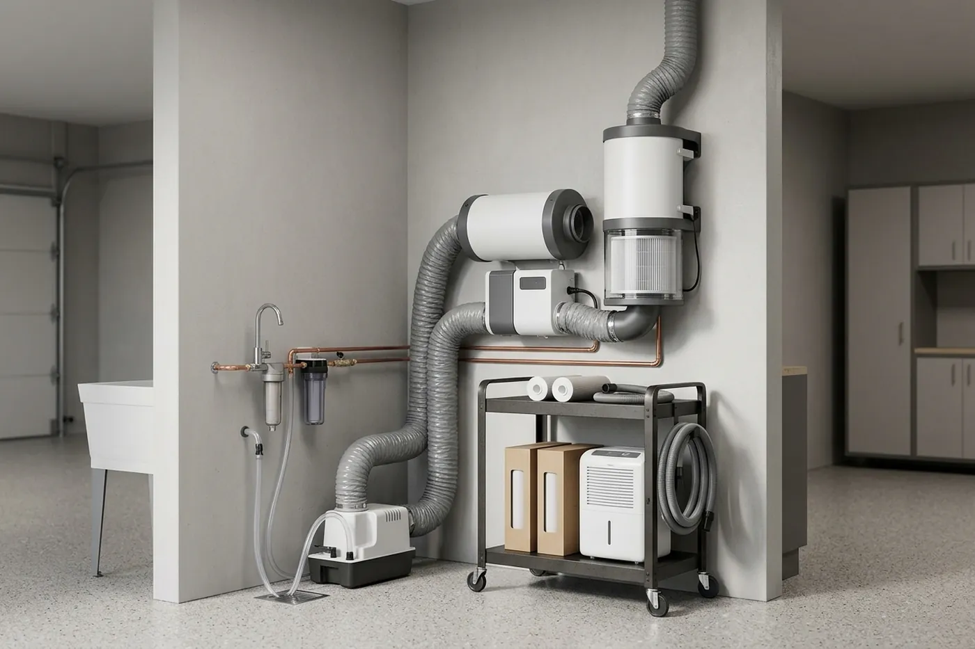 Containment and air filtration equipment during Columbus mold removal